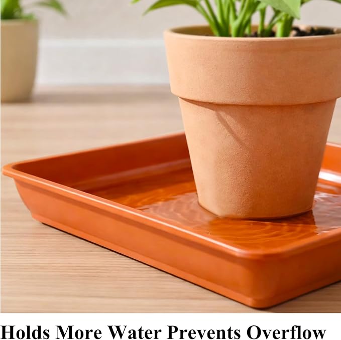 10 Pack Square Plant Saucer 4.7 Inches Plant Trays for Pots Plastic Round Drip Trays Flower Pot Saucers Black Planter Water Tray Plant Drainage Tray, Brick Red