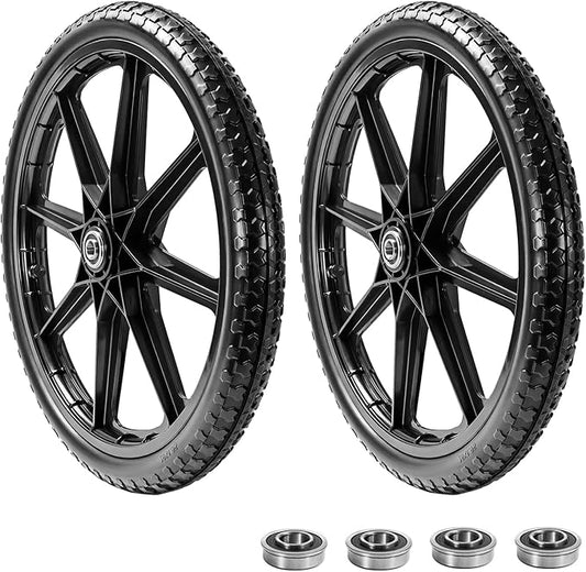 Parts Camp 20" Flat Free Tire Cart Wheels Replacement Rubbermaid Wheelbarrow Wheels Garden Cart Replacement Wheel With 5/8" 3/4" Bearing For Utility Carts/Lawn Cart/Wheelbarrow 2PACK