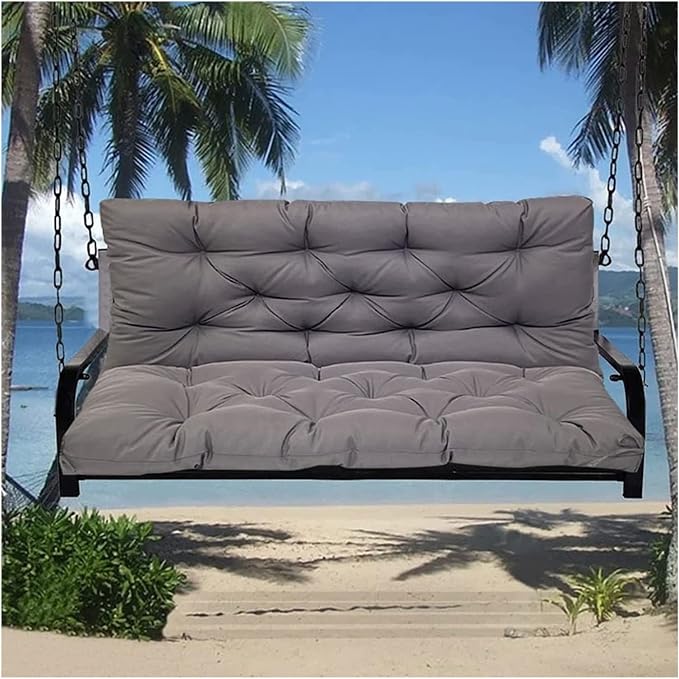 Outdoor Porch Swing Cushions, 2-3 Seater, Foam Filled, Waterproof, 4in Thick, Darkgray, Polyester Fabric, for Patio, Garden, Terrace, Balcony