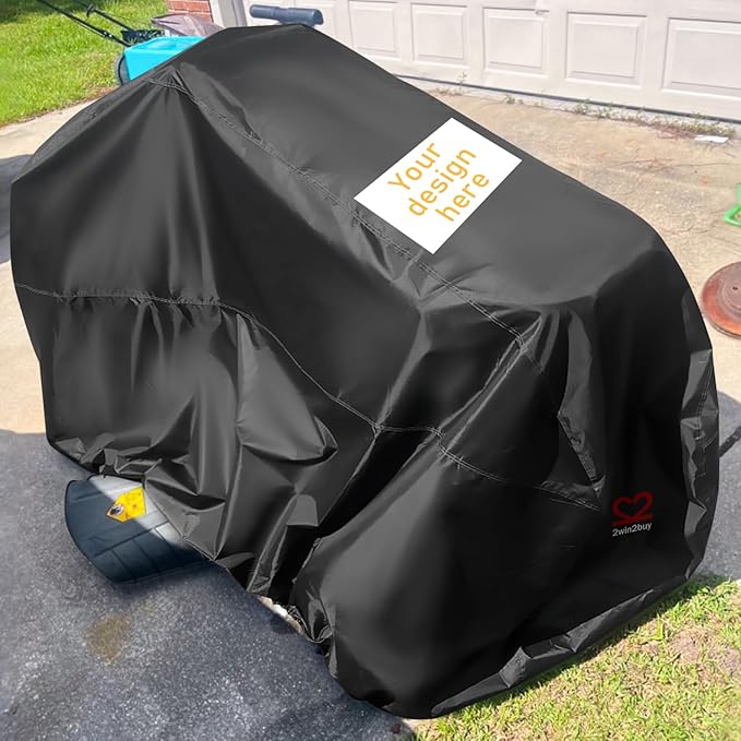 Custom Riding Lawn Mower Cover, Customized Heavy Duty Waterproof Polyester 600D Oxford Tractor Cover UV & Dust & Water Resistant, Universal Fit Decks up to 54" with Elastic Cord & Storage Bag