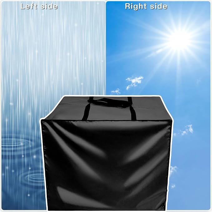 Patelai 2 Pcs Outdoor Patio Cushion Storage Bags, 32 x 32 x 24'' 105 Gallon Moving Bags with Zipper Handles Waterproof Oxford for Christmas Tree Picnic Patio Furniture Pillow Storage (Black)