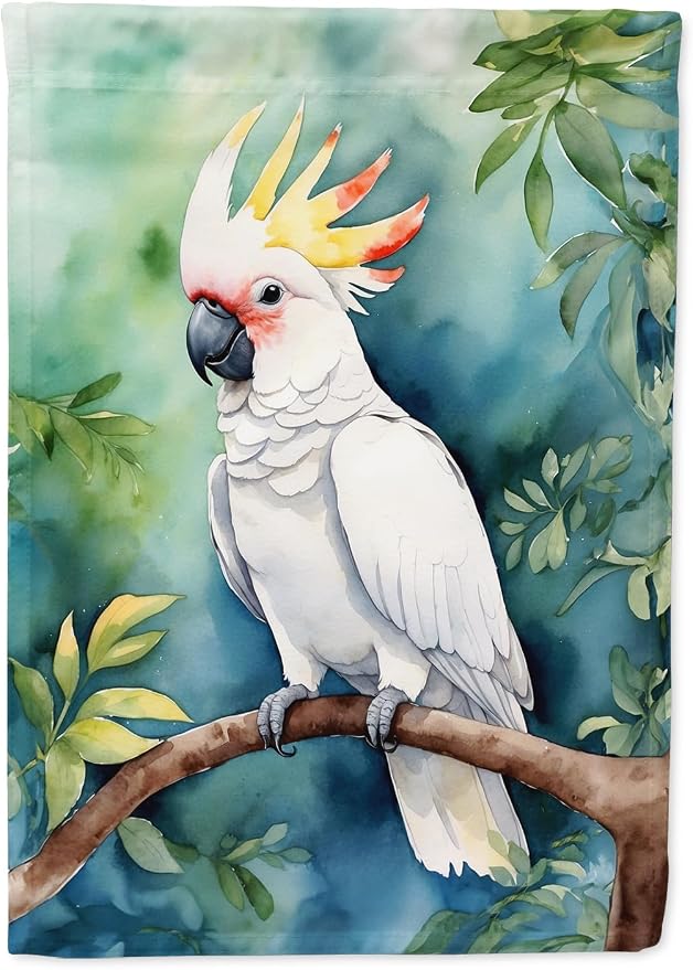 Caroline's Treasures Cockatoo House Flag Large Porch Sleeve Pole Decorative Outside Yard Banner Artwork Wall Hanging, Polyester, House Size, Multicolor