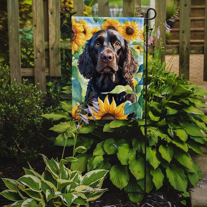 Caroline's Treasures DAC6011GF American Water Spaniel in Sunflowers Garden Flag Mailbox Flag Decorative Yard Flag Banner Outside Patio Artwork Yard Flower Beds, Garden Size, Multicolor