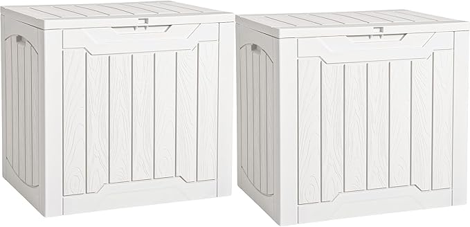 YITAHOME 31 Gallon Deck Boxes Set of 2 | Lockable Outdoor Storage Bins for Patio Cushions, Garden Tools, Weather-Resistant Resin Storage Solution, White