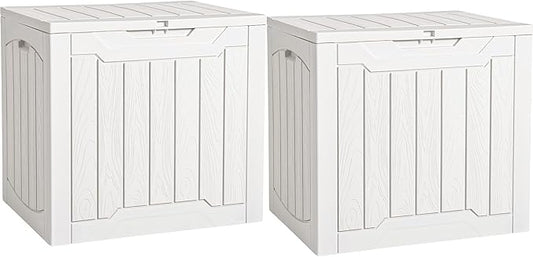 YITAHOME 31 Gallon Deck Boxes Set of 2 | Lockable Outdoor Storage Bins for Patio Cushions, Garden Tools, Weather-Resistant Resin Storage Solution, White