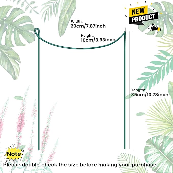 8 Pack Snake Plant Support Stakes - Rust-Proof Half Round Peony Stakes and Supports - Ideal for Hydrangeas, Dahlias, ZZ, and More - Indoor and Outdoor Potted Plant Support and Stakes