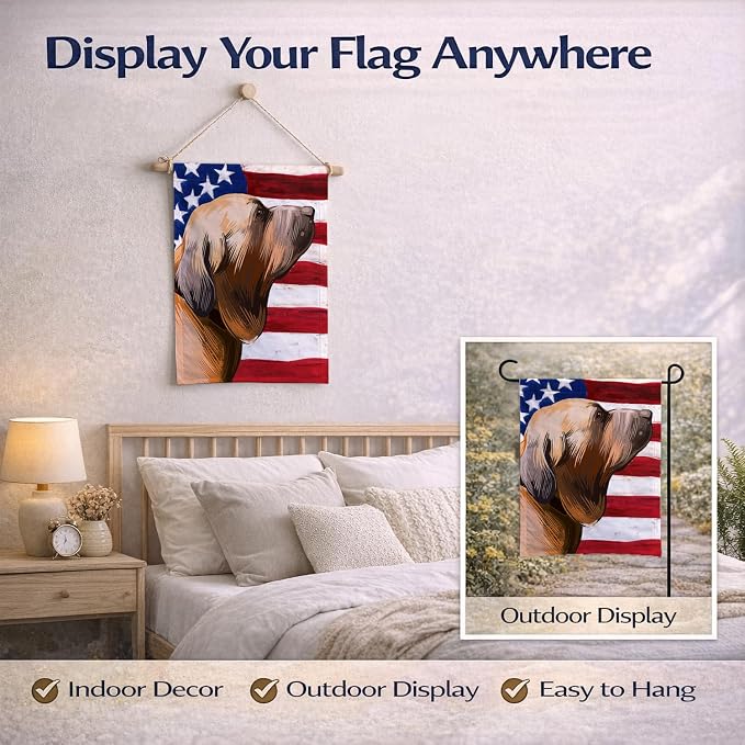 Caroline's Treasures CK6522GF Fila Brasileiro Dog American Flag Garden Flag Mailbox Flag Decorative Yard Flag Banner Outside Patio Artwork Yard Flower Beds, Garden Size, Multicolor