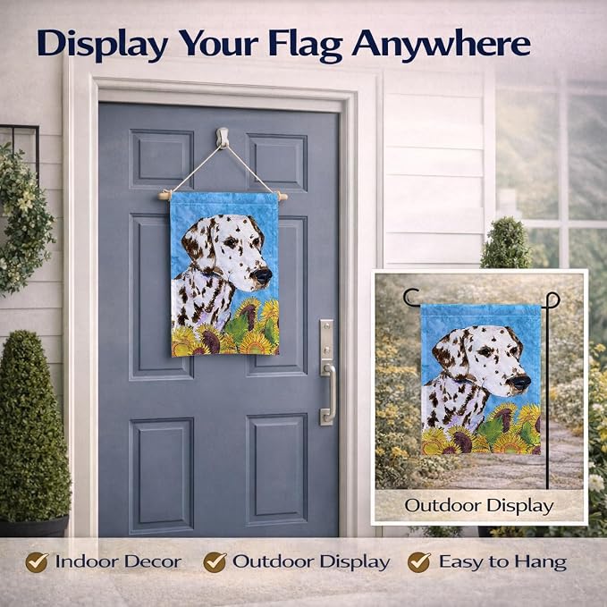 Caroline's Treasures SS4238GF Dalmatian in Summer Flowers Garden Flag Mailbox Flag Decorative Yard Flag Banner Outside Patio Artwork Yard Flower Beds, Garden Size, Multicolor