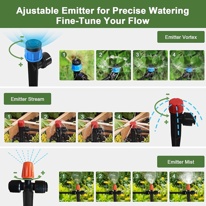 Drip Irrigation Kit for Garden, Quick-Connect Raised Bed Watering System 150FT, Plant Accessories, Drip Line Kit for Greenhouse, DIY Micro Sprinklers Set for Yard Outside,Sistema De Riego Por Goteo