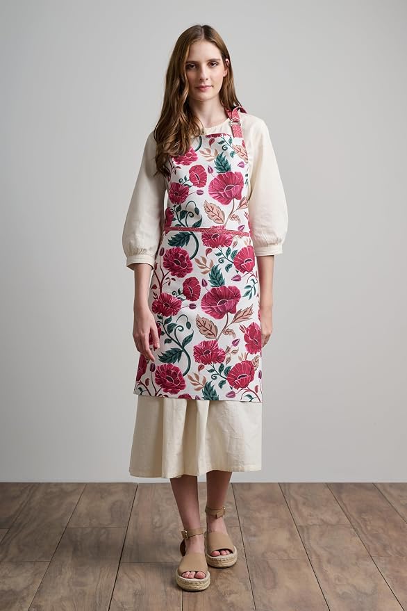 Maison d' Hermine Aprons for women with Pocket 100% Cotton (27.50"x31.50") | Adjustable Neck Strap & long ties Apron Men Chef Wedding Cooking Gardening Server Maid