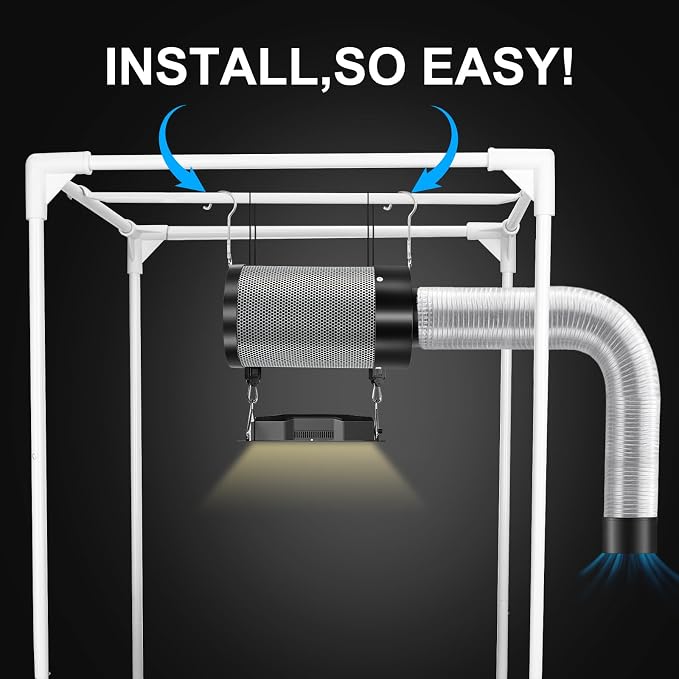 Air Filtration Kit 6", Built-in 14cm Fan Low Nois Carbon Filter with 12-Speed Controller, 8' Ducting, Cooling & Ventilation System for Grow Tents, Indoor Gardening, Hydroponics 6“x13.4"
