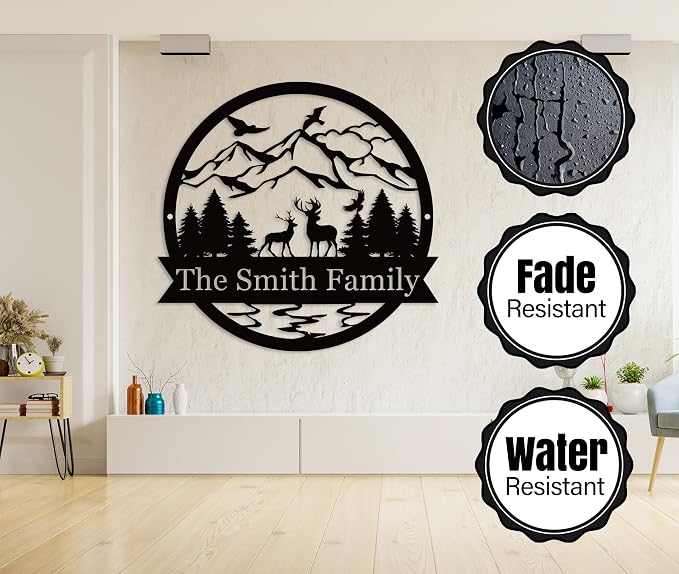 The Great Outdoors Deer Monogram, Metal Wall Decor, Custom Monogram Sign Customized Outdoor Personalized Metal Signs