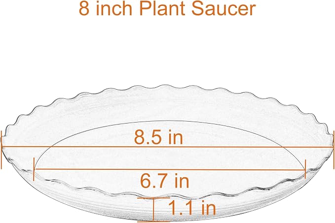 6 Pack Plant Saucer 8 inch, Heavy Duty Plastic Plant Water Tray, Planter Saucers, Flower Pot Tray Water Trays for Plant Pots (Beige)