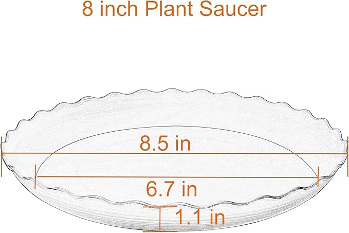 6 Pack Plant Saucer 8 inch, Heavy Duty Plastic Plant Water Tray, Planter Saucers, Flower Pot Tray Water Trays for Plant Pots (Black)