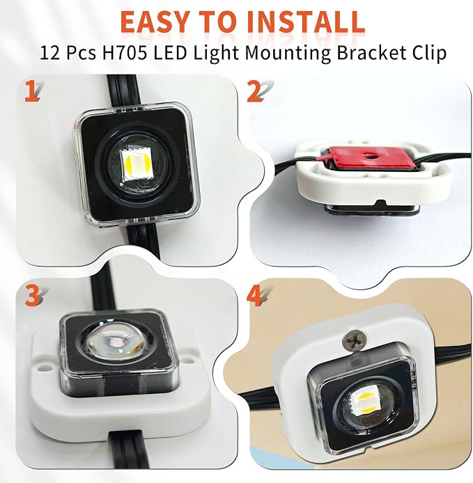 2025 Upgrade for Govee Permanent Outdoor Lights Compatible with H705 H805 Non-Pro Elite RGBIC LED Used for Fixture Fixation, Eaves and roof Edge mounting Clips mounting Bracket Screw Set(12,White)
