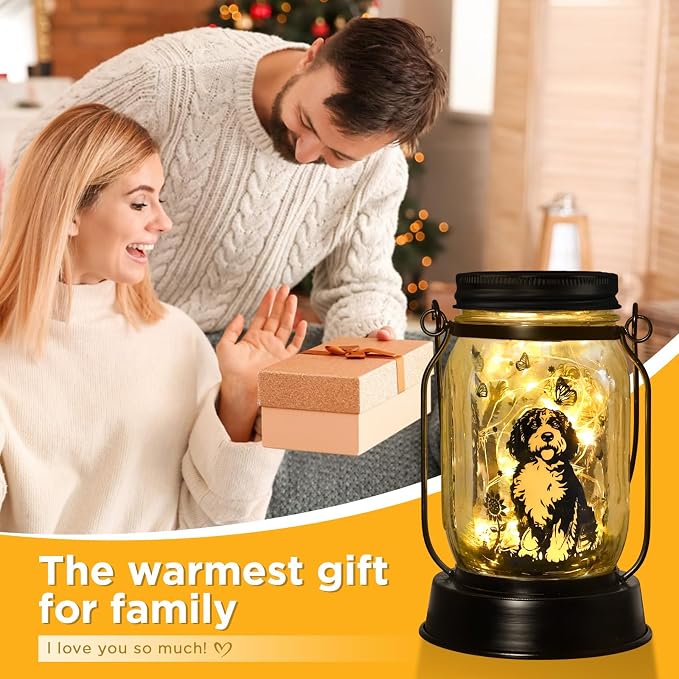 kyoryuger Portuguese Water Dog Gifts for Women/Men Portuguese Water Dog Solar Lanterns Mom Birthday Pet Lovers Lantern Pet Loss Memorial Lights Solar Garden Decoration for Yard, Patio,Backyard,Torches