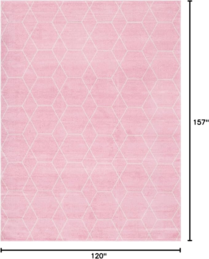 Unique Loom Trellis Frieze Collection Area Rug - Geometric (10' x 13', Light Pink/ Ivory)