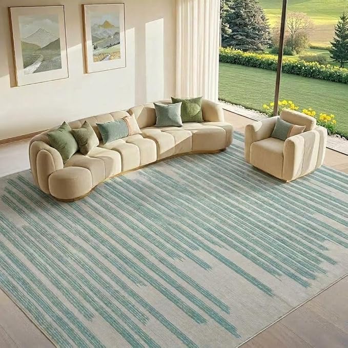 GarveeHome 5x7 Non Slip Striped Area Rug for Living Room Bedroom Office | Modern Minimalist Washable Low Pile Indoor Carpet Stain Resistant Kitchen Rugs for Guest Room Classroom Dorm, Black