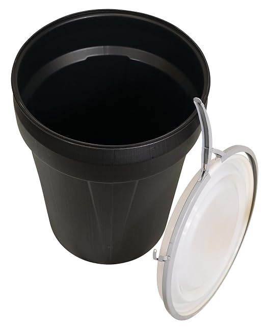 Eagle 30 Gallon Plastic Drum with Lid, Metal Lever-Lock, 28.5"x21.1", Open Head Lab Pack Drum Made of Durable, Lightweight HDPE, Withstands Weather and Chemicals, Made in USA, Black, 1601MBLK