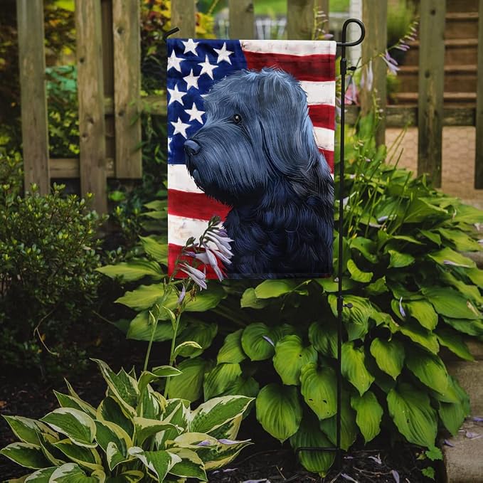Caroline's Treasures CK6453GF Bouvier des Flandres American Flag Garden Flag Mailbox Flag Decorative Yard Flag Banner Outside Patio Artwork Yard Flower Beds, Garden Size, Multicolor