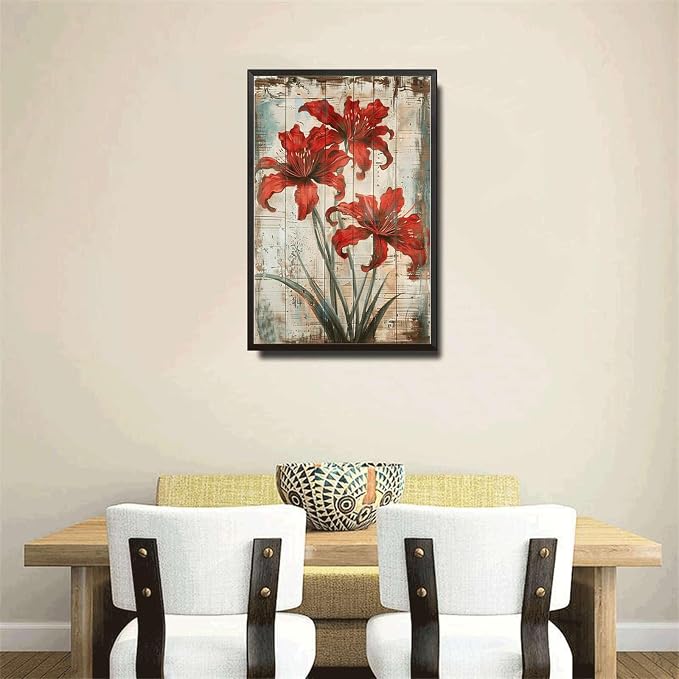 Metal Sign Tin Sign Vintage Wall Art Striking Lycoris Tin Sign for Rustic Wall Art Vintage Charm and Distressed Wood Surfaces Garden Tin Sign for Bar 6×8 Inches with Metal Frame