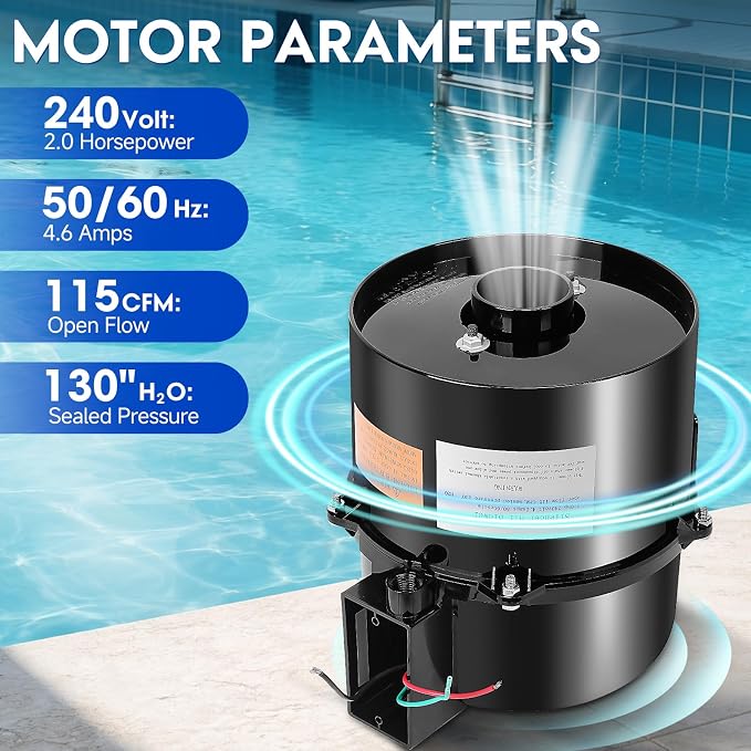 6320241 Silencer Spa Blower 2HP 240 Volt 4.6 Amp 2 Years Warranty | Replacement for Air Supply, Direct 2 Inch Plumbing System, Quiet & Shock-Absorbing Design, for Pool Hot Tub & Spa 8-12 jets