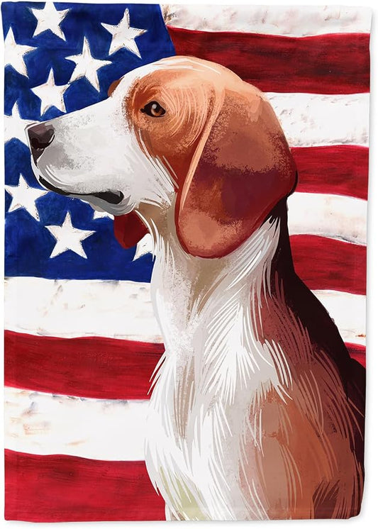 Caroline's Treasures CK6503CHF Deutsche Bracke Dog American Flag House Flag Large Porch Sleeve Pole Decorative Outside Yard Banner Artwork Wall Hanging, Polyester, House Size, Multicolor
