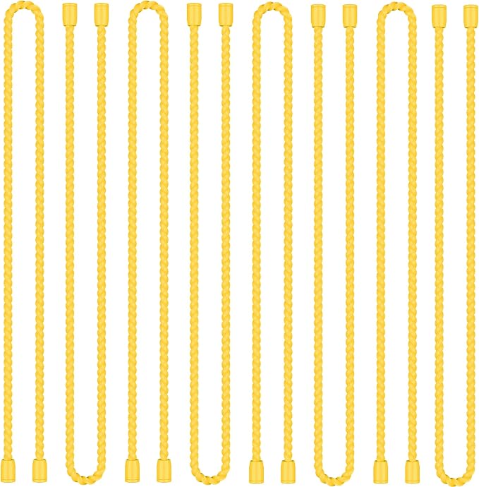 8PCS 18-Inch Silicone Cable Ties, Bendable Rubber Twist Ties, Reusable Twist Ties for Cords, gear ties for Organizing, Bundling (Yellow)