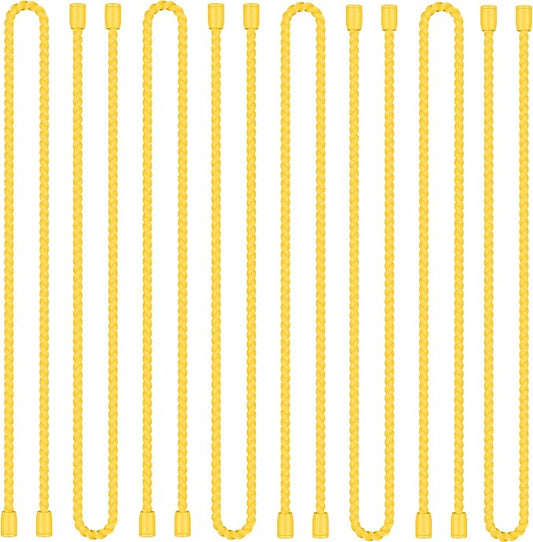 8PCS 18-Inch Silicone Cable Ties, Bendable Rubber Twist Ties, Reusable Twist Ties for Cords, gear ties for Organizing, Bundling (Yellow)