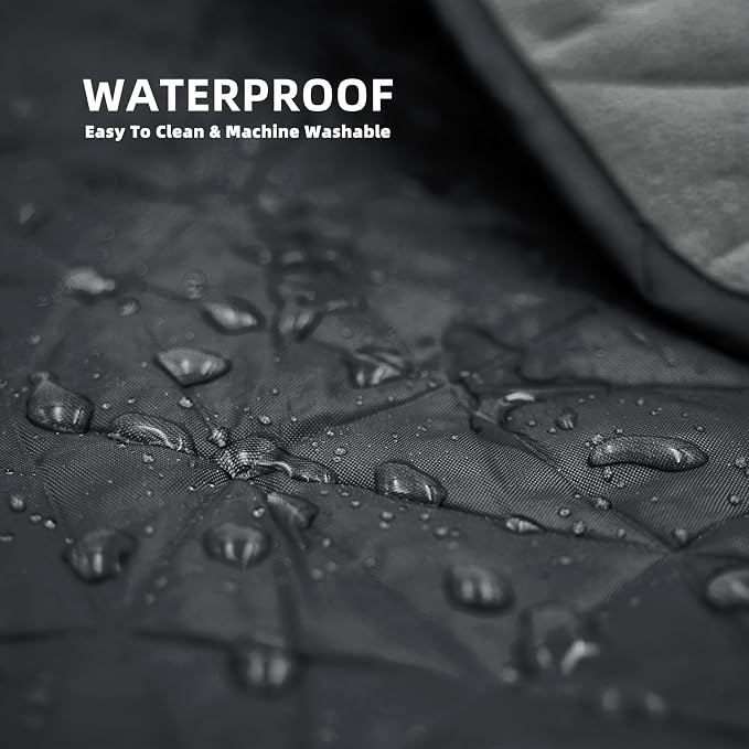 Large Waterproof Outdoor Blanket Thick Fleece 80" x 58" | Windproof Stadium Blanket, Wearable Poncho, Machine Washable for Camping, Car, Pet, Picnics - Black Gray Hooded