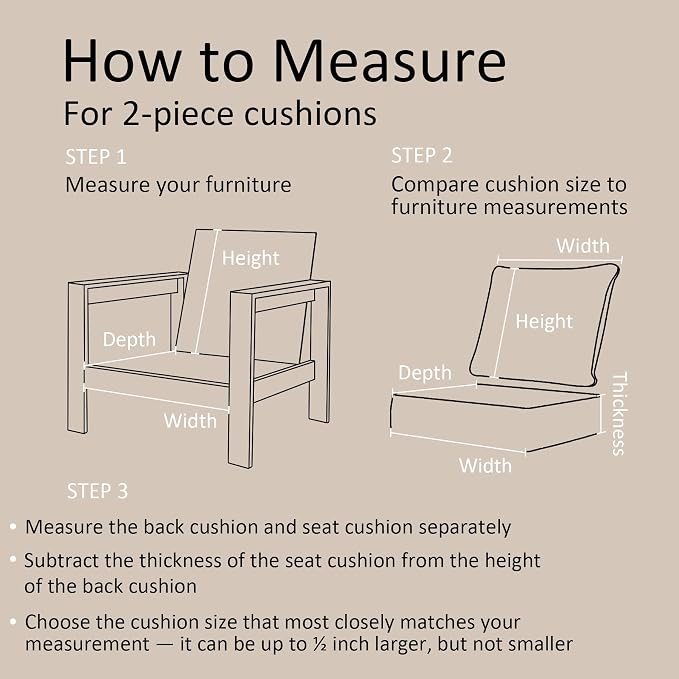20"x20" Outdoor Universal Cushion Set of 1, Patio Cushions with Handles & Ties, Water-Proof Stain-Resistant UV Resistant Weather Resistant High Resilience Foam with YKK Zippers,Riverbed