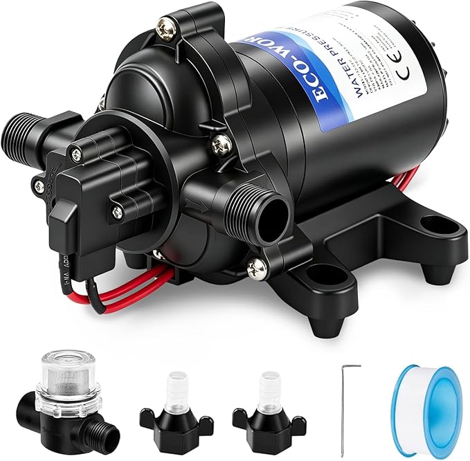 ECO-WORTHY RV Water Pump 12Volt 3.5GPM 50PSI 12V Fresh Diaphragm Pump with Pressure Switch and Self-Priming for RV Yacht Garden Sprayer Food Truck