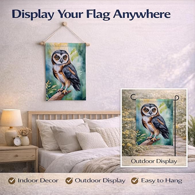 Caroline's Treasures Spectacled Owl Garden Flag Mailbox Flag Decorative Yard Flag Banner Outside Patio Artwork Yard Flower Beds, Garden Size, Multicolor