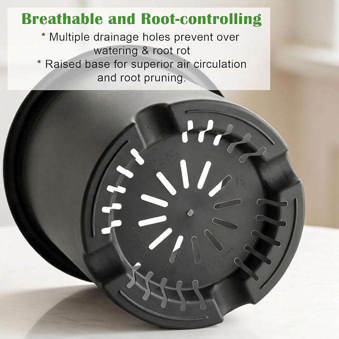16 inch Deep Large Planters for Outdoor Plants, 4-Pack Plastic Plant Pots with Drainage Holes for Indoor Outdoor Gardening, Heavy Duty Garden Planter Flower Pots, (16" Top Dia × 15" Tall), Dark Gray