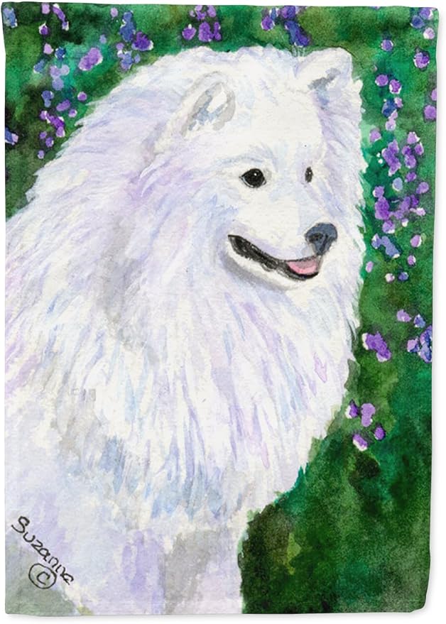 Caroline's Treasures SS8965GF American Eskimo Garden Flag Mailbox Flag Decorative Yard Flag Banner Outside Patio Artwork Yard Flower Beds, Garden Size, Multicolor