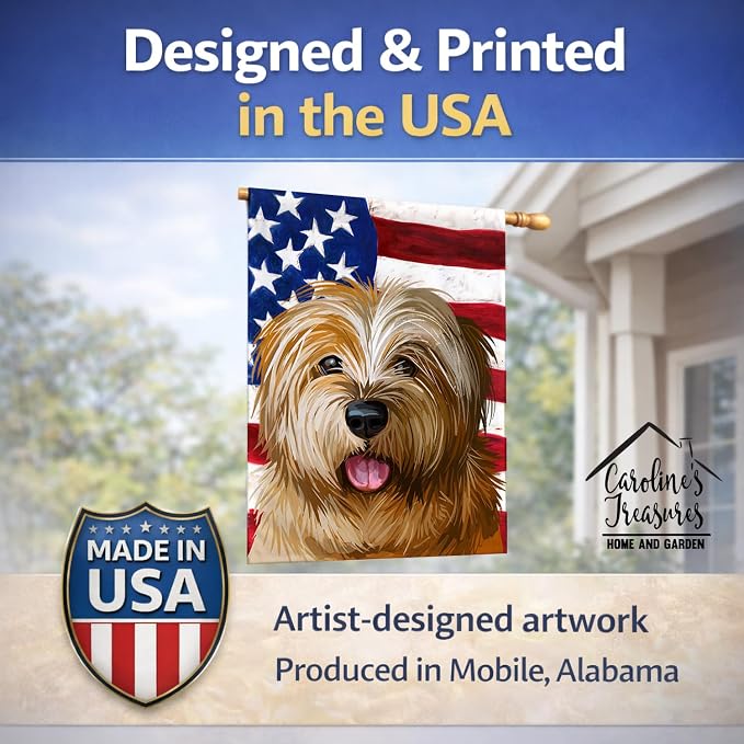 Caroline's Treasures CK6627CHF Norfolk Terrier Dog American Flag House Flag Large Porch Sleeve Pole Decorative Outside Yard Banner Artwork Wall Hanging, Polyester, House Size, Multicolor