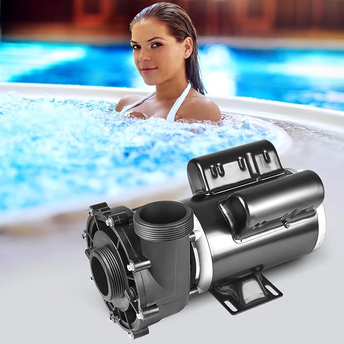 VEVOR 2 Speed SPA Pump, 48-Frame, AC 110-120V Hot Tub SPA Pump, 1.5 HP / 150 GPM / 42.65 ft High Speed or 0.46 HP / 70 GPM / 9.18 ft Low Speed, 2'' Port 90° Rotational Interface for Hot Tub