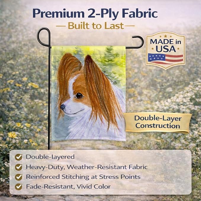 Caroline's Treasures SS1025GF Papillon Garden Flag Mailbox Flag Decorative Yard Flag Banner Outside Patio Artwork Yard Flower Beds, Garden Size, Multicolor