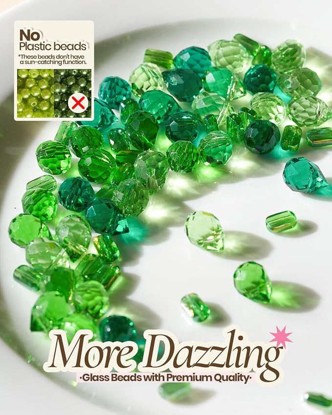 Deinduser Beaded Plant Kit, DIY Hanging Suncatcher Craft Kit with Glass Crystal Beads, Pot, Chain, Faux Moss, Air Dry Clay, Instruction Booklet & Video Tutorial, Tabletop or Window Decor Gift