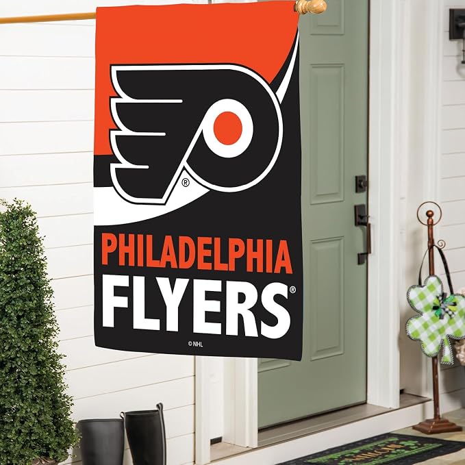 NHL Philadelphia Flyers House Flag, 28 x 44, Double Sided Garden Flags for Outside, Outdoor Flags & Banners for Gardens Patio, Indoor Wall Decor Flag for Room