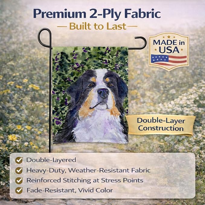 Caroline's Treasures SS8830GF Bernese Mountain Dog Garden Flag Mailbox Flag Decorative Yard Flag Banner Outside Patio Artwork Yard Flower Beds, Garden Size, Multicolor