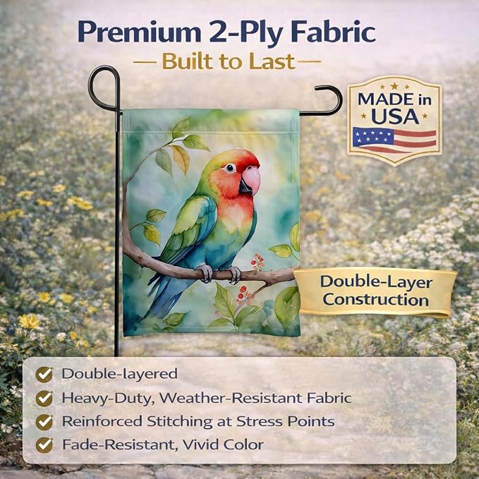 Caroline's Treasures Lovebird Garden Flag Mailbox Flag Decorative Yard Flag Banner Outside Patio Artwork Yard Flower Beds, Garden Size, Multicolor