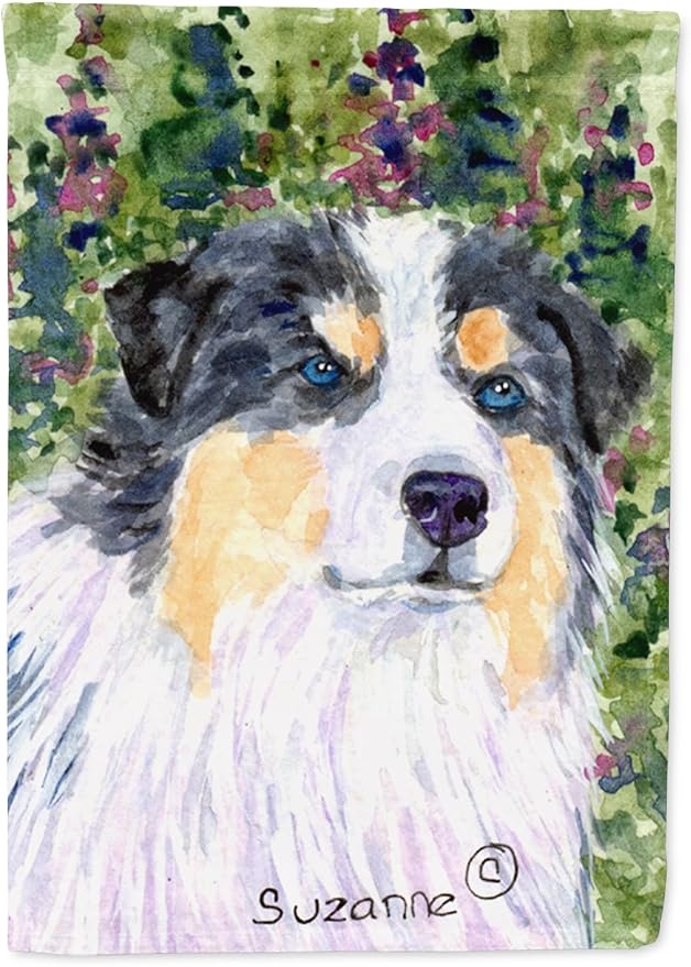 Caroline's Treasures SS8821GF Australian Shepherd Garden Flag Mailbox Flag Decorative Yard Flag Banner Outside Patio Artwork Yard Flower Beds, Garden Size, Multicolor