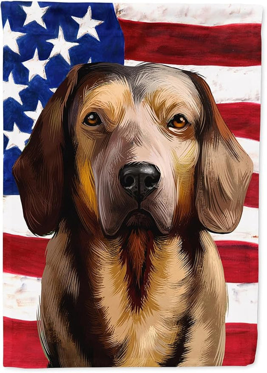 Caroline's Treasures CK6392CHF Alpine Dachsbracke American Flag House Flag Large Porch Sleeve Pole Decorative Outside Yard Banner Artwork Wall Hanging, Polyester, House Size, Multicolor
