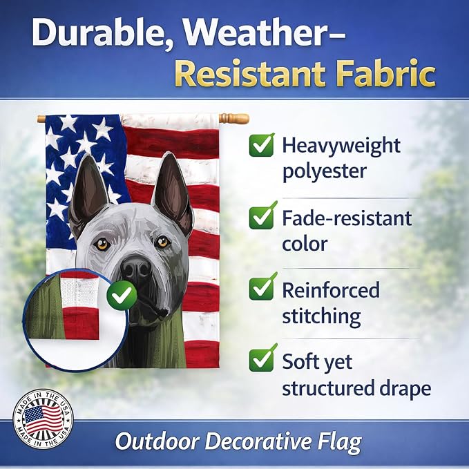 Caroline's Treasures CK6738CHF Thai Ridgeback American Flag House Flag Large Porch Sleeve Pole Decorative Outside Yard Banner Artwork Wall Hanging, Polyester, House Size, Multicolor