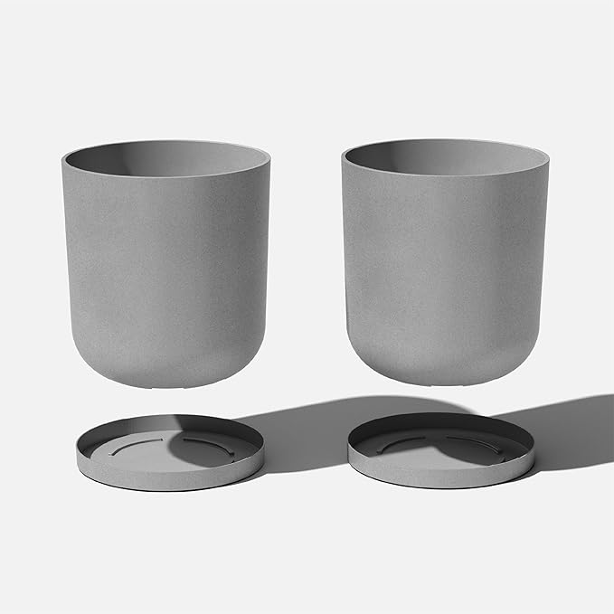 Veradek Mason Series Lima Planter - Round Planter for Indoor or Outdoor Porch/Garden | Made from Plastic-Stone Composite with Drainage Holes | Modern Décor for Succulents, Flowers, Small Plants