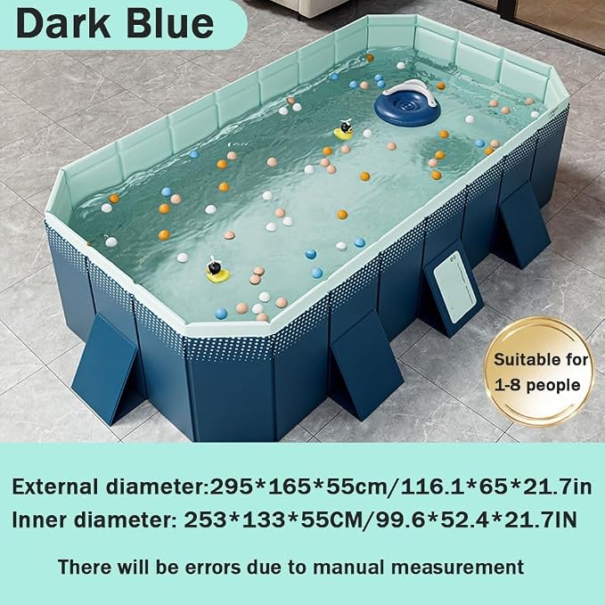 Versatile Foldable Swimming Pool, Pools Above Ground for Family, Non Inflatable Pool (Color : Dark Blue, Size : 116.1in/295cm)