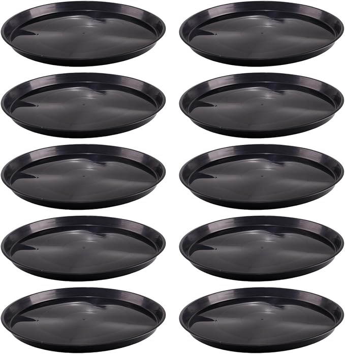 10 Pack Plant Saucer 16 Inches Plant Trays for Pots Plastic Round Drip Trays Flower Pot Saucers Black Planter Water Tray Plant Drainage Tray, Black