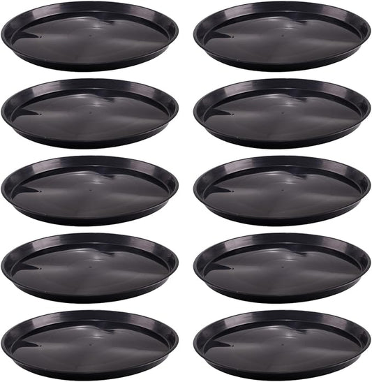 10 Pack Plant Saucer 16 Inches Plant Trays for Pots Plastic Round Drip Trays Flower Pot Saucers Black Planter Water Tray Plant Drainage Tray, Black