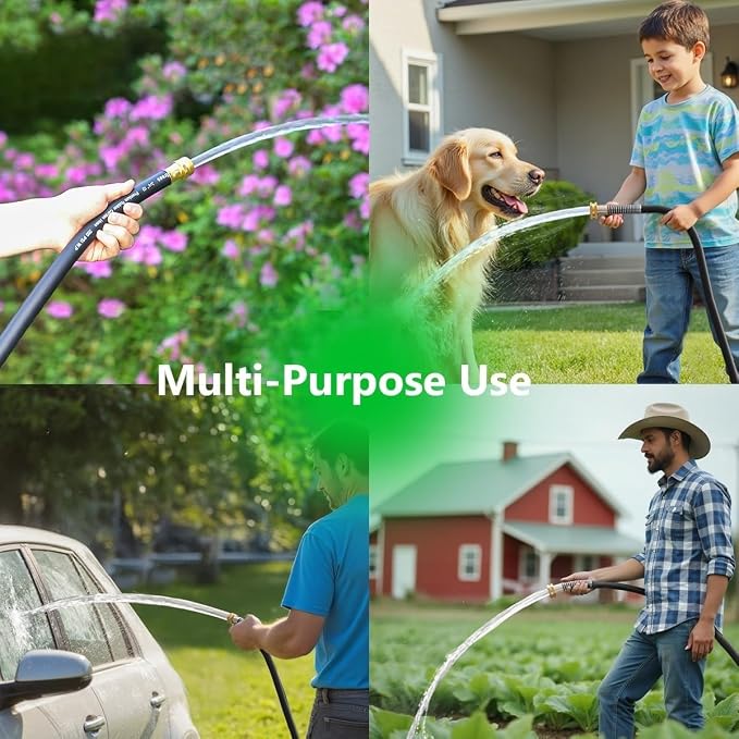 Guitrees Leader Garden Hose 15ft x 3/4", Heavy Duty Short Water Hose, Male to Female Fittings, Five Layered Braiding for Durability, 1000PSI Burst, 300PSI Working (Black)